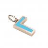 Alphabet Capital Initial Greek Letter Γ Pendant, made of 925 sterling silver / 18k rose gold finish with turquoise enamel