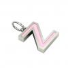 Alphabet Capital Initial Greek Letter Ζ Pendant, made of 925 sterling silver / 18k white gold finish with pink enamel