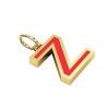 Alphabet Capital Initial Greek Letter Ζ Pendant, made of 925 sterling silver / 18k gold finish with red enamel