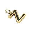Alphabet Capital Initial Greek Letter Ζ Pendant, made of 925 sterling silver / 18k gold finish with black enamel