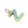 Alphabet Capital Initial Greek Letter Ζ Pendant, made of 925 sterling silver / 18k gold finish with turquoise enamel
