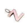 Alphabet Capital Initial Greek Letter Ζ Pendant, made of 925 sterling silver / 18k rose gold finish with pink enamel
