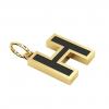 Alphabet Capital Initial Greek Letter Η Pendant, made of 925 sterling silver / 18k gold finish with black enamel