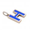 Alphabet Capital Initial Greek Letter Η Pendant, made of 925 sterling silver / 18k rose gold finish with blue enamel