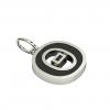 Alphabet Capital Initial Greek Letter Θ Pendant, made of 925 sterling silver / 18k white gold finish with black enamel
