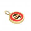 Alphabet Capital Initial Greek Letter Θ Pendant, made of 925 sterling silver / 18k gold finish with red enamel