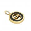Alphabet Capital Initial Greek Letter Θ Pendant, made of 925 sterling silver / 18k gold finish with black enamel
