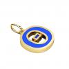 Alphabet Capital Initial Greek Letter Θ Pendant, made of 925 sterling silver / 18k gold finish with blue enamel