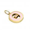 Alphabet Capital Initial Greek Letter Θ Pendant, made of 925 sterling silver / 18k gold finish with pink enamel