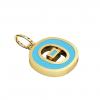 Alphabet Capital Initial Greek Letter Θ Pendant, made of 925 sterling silver / 18k gold finish with turquoise enamel