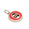 Alphabet Capital Initial Greek Letter Θ Pendant, made of 925 sterling silver / 18k rose gold finish with red enamel