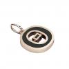 Alphabet Capital Initial Greek Letter Θ Pendant, made of 925 sterling silver / 18k rose gold finish with black enamel
