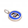 Alphabet Capital Initial Greek Letter Θ Pendant, made of 925 sterling silver / 18k rose gold finish with blue enamel
