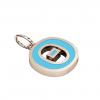 Alphabet Capital Initial Greek Letter Θ Pendant, made of 925 sterling silver / 18k rose gold finish with turquoise enamel