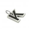 Alphabet Capital Initial Greek Letter Κ Pendant, made of 925 sterling silver / 18k white gold finish with black enamel