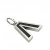Alphabet Capital Initial Greek Letter Λ Pendant, made of 925 sterling silver / 18k white gold finish with black enamel