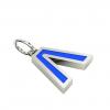 Alphabet Capital Initial Greek Letter Λ Pendant, made of 925 sterling silver / 18k white gold finish with blue enamel