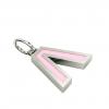 Alphabet Capital Initial Greek Letter Λ Pendant, made of 925 sterling silver / 18k white gold finish with pink enamel