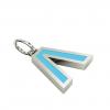 Alphabet Capital Initial Greek Letter Λ Pendant, made of 925 sterling silver / 18k white gold finish with turquoise enamel