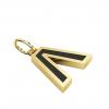 Alphabet Capital Initial Greek Letter Λ Pendant, made of 925 sterling silver / 18k gold finish with black enamel