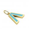 Alphabet Capital Initial Greek Letter Λ Pendant, made of 925 sterling silver / 18k gold finish with turquoise enamel