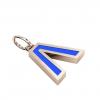 Alphabet Capital Initial Greek Letter Λ Pendant, made of 925 sterling silver / 18k rose gold finish with blue enamel