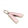 Alphabet Capital Initial Greek Letter Λ Pendant, made of 925 sterling silver / 18k rose gold finish with pink enamel