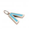 Alphabet Capital Initial Greek Letter Λ Pendant, made of 925 sterling silver / 18k rose gold finish with turquoise enamel