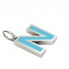 Alphabet Capital Initial Greek Letter Ν Pendant, made of 925 sterling silver / 18k white gold finish with turquoise enamel