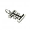 Alphabet Capital Initial Greek Letter Ξ Pendant, made of 925 sterling silver / 18k white gold finish with black enamel