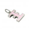 Alphabet Capital Initial Greek Letter Ξ Pendant, made of 925 sterling silver / 18k white gold finish with pink enamel