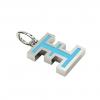 Alphabet Capital Initial Greek Letter Ξ Pendant, made of 925 sterling silver / 18k white gold finish with turquoise enamel