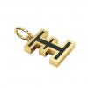 Alphabet Capital Initial Greek Letter Ξ Pendant, made of 925 sterling silver / 18k gold finish with black enamel