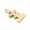 Alphabet Capital Initial Greek Letter Ξ Pendant, made of 925 sterling silver / 18k gold finish with pink enamel
