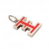 Alphabet Capital Initial Greek Letter Ξ Pendant, made of 925 sterling silver / 18k rose gold finish with red enamel