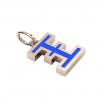 Alphabet Capital Initial Greek Letter Ξ Pendant, made of 925 sterling silver / 18k rose gold finish with blue enamel