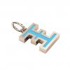 Alphabet Capital Initial Greek Letter Ξ Pendant, made of 925 sterling silver / 18k rose gold finish with turquoise enamel