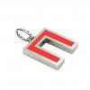 Alphabet Capital Initial Greek Letter Π Pendant, made of 925 sterling silver / 18k white gold finish with red enamel