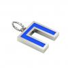 Alphabet Capital Initial Greek Letter Π Pendant, made of 925 sterling silver / 18k white gold finish with blue enamel