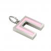 Alphabet Capital Initial Greek Letter Π Pendant, made of 925 sterling silver / 18k white gold finish with pink enamel