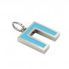 Alphabet Capital Initial Greek Letter Π Pendant, made of 925 sterling silver / 18k white gold finish with turquoise enamel
