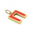 Alphabet Capital Initial Greek Letter Π Pendant, made of 925 sterling silver / 18k gold finish with red enamel