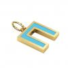 Alphabet Capital Initial Greek Letter Π Pendant, made of 925 sterling silver / 18k gold finish with turquoise enamel