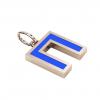 Alphabet Capital Initial Greek Letter Π Pendant, made of 925 sterling silver / 18k rose gold finish with blue enamel