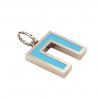 Alphabet Capital Initial Greek Letter Π Pendant, made of 925 sterling silver / 18k rose gold finish with turquoise enamel