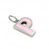 Alphabet Capital Initial Greek Letter Ρ Pendant, made of 925 sterling silver / 18k white gold finish with pink enamel