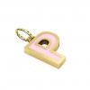 Alphabet Capital Initial Greek Letter Ρ Pendant, made of 925 sterling silver / 18k gold finish with pink enamel