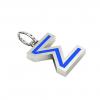 Alphabet Capital Initial Greek Letter Σ Pendant, made of 925 sterling silver / 18k white gold finish with blue enamel