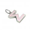 Alphabet Capital Initial Greek Letter Σ Pendant, made of 925 sterling silver / 18k white gold finish with pink enamel
