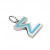 Alphabet Capital Initial Greek Letter Σ Pendant, made of 925 sterling silver / 18k white gold finish with turquoise enamel
